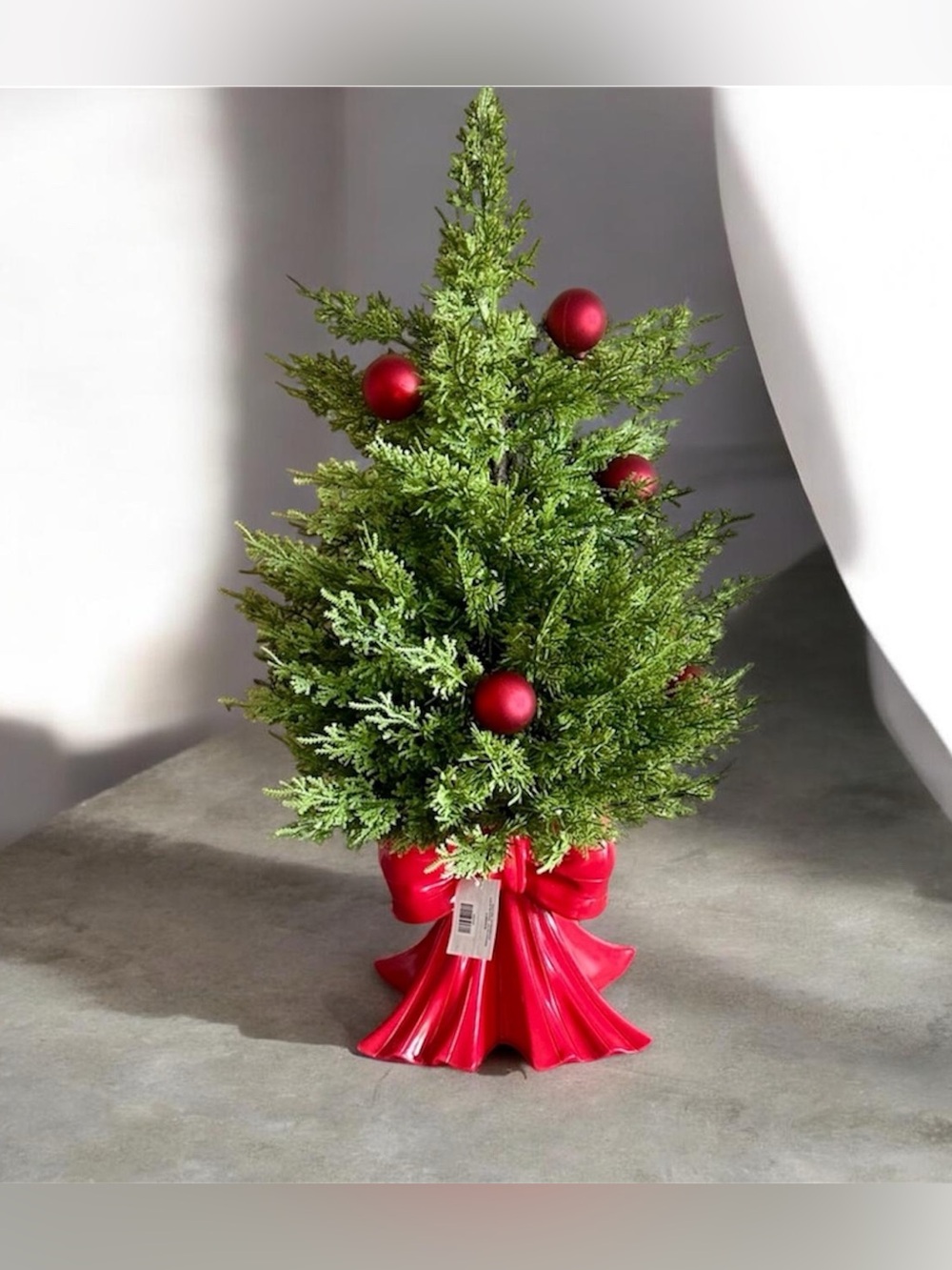 Hobby Lobby Viral Cedar Tree with Red Bow Vase Christmas Tree